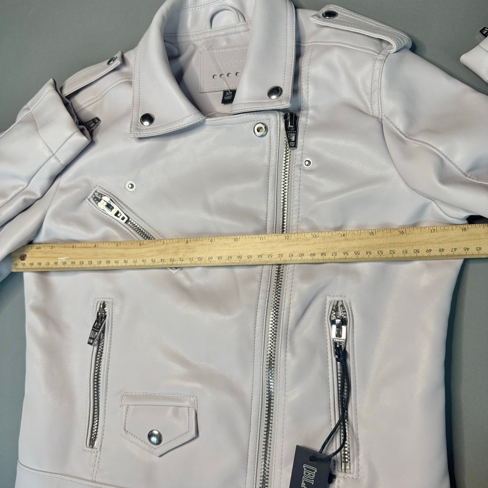 BlankNYC Moto Jacket XS NWT Vegan Leather Biker Off White / Ivory - Picture 7 of 8